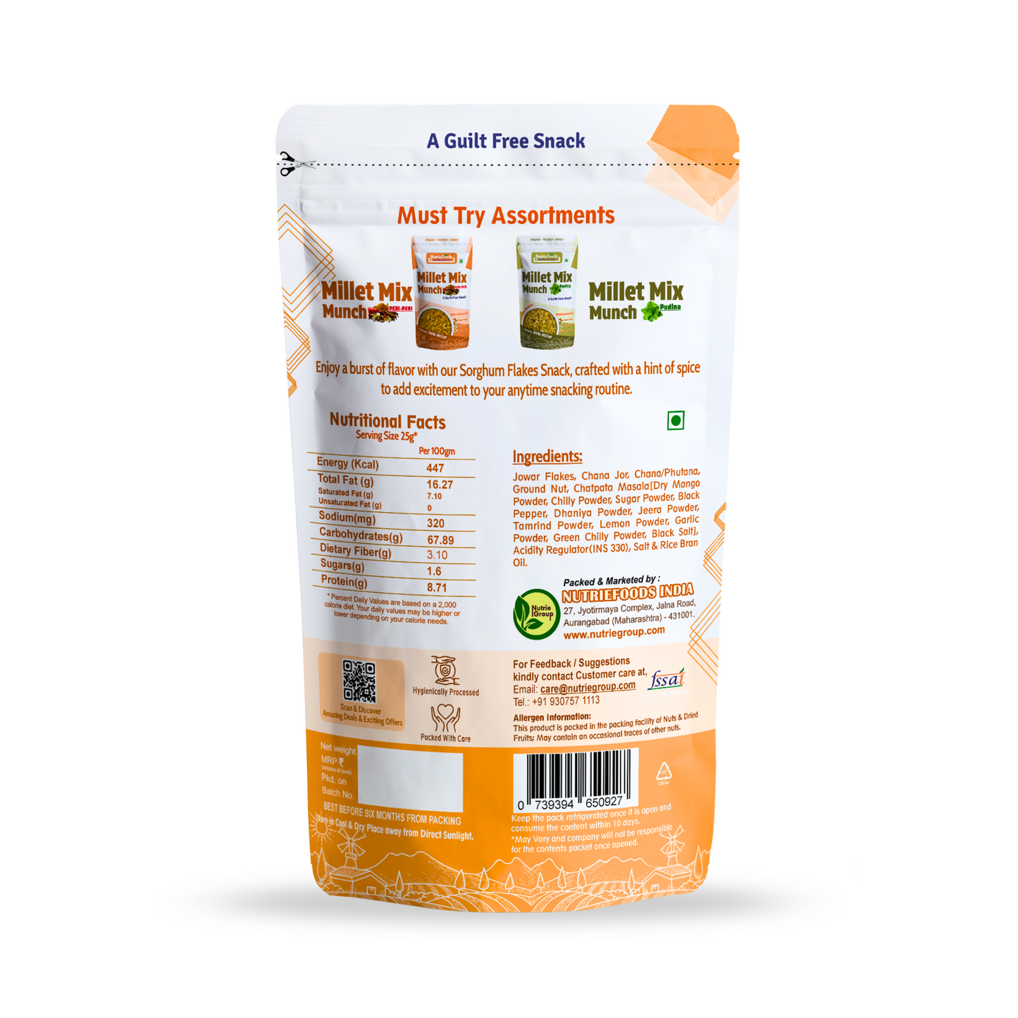 Millet Munch- Chatpata Jowar, Blend of Sorghum (Jawar) Millet, Peanuts Mixture (100gm)