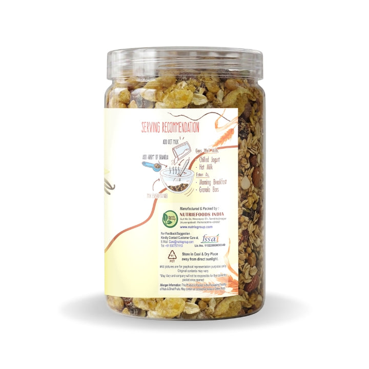 Nutriefoods Energy Booster Oat Meal (Granola) with Vanilla and Butterscotch Crunch | Blend of Oats, Berries, Dried Fruits, Nuts, and Seeds (400gm)