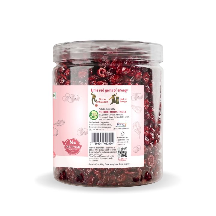 Nutriefoods Premium Sliced Dried Cranberries | Grown and Produced in the USA (250g)