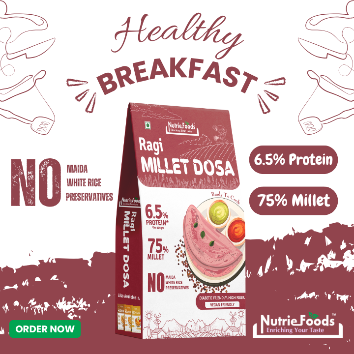 Instant Ragi Millet Dosa Mix, 0% Maida, 0% Besan, Made with Pure Millets, Kid Friendly (Pack of 1 - 200gm)