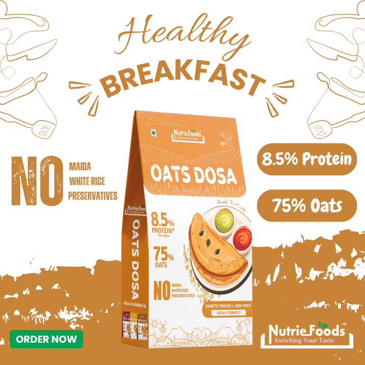 Instant Oats Dosa Mix, 0% Maida, 0% Besan, Made with Pure Millets, Kid Friendly (Pack of 1 - 200gm)