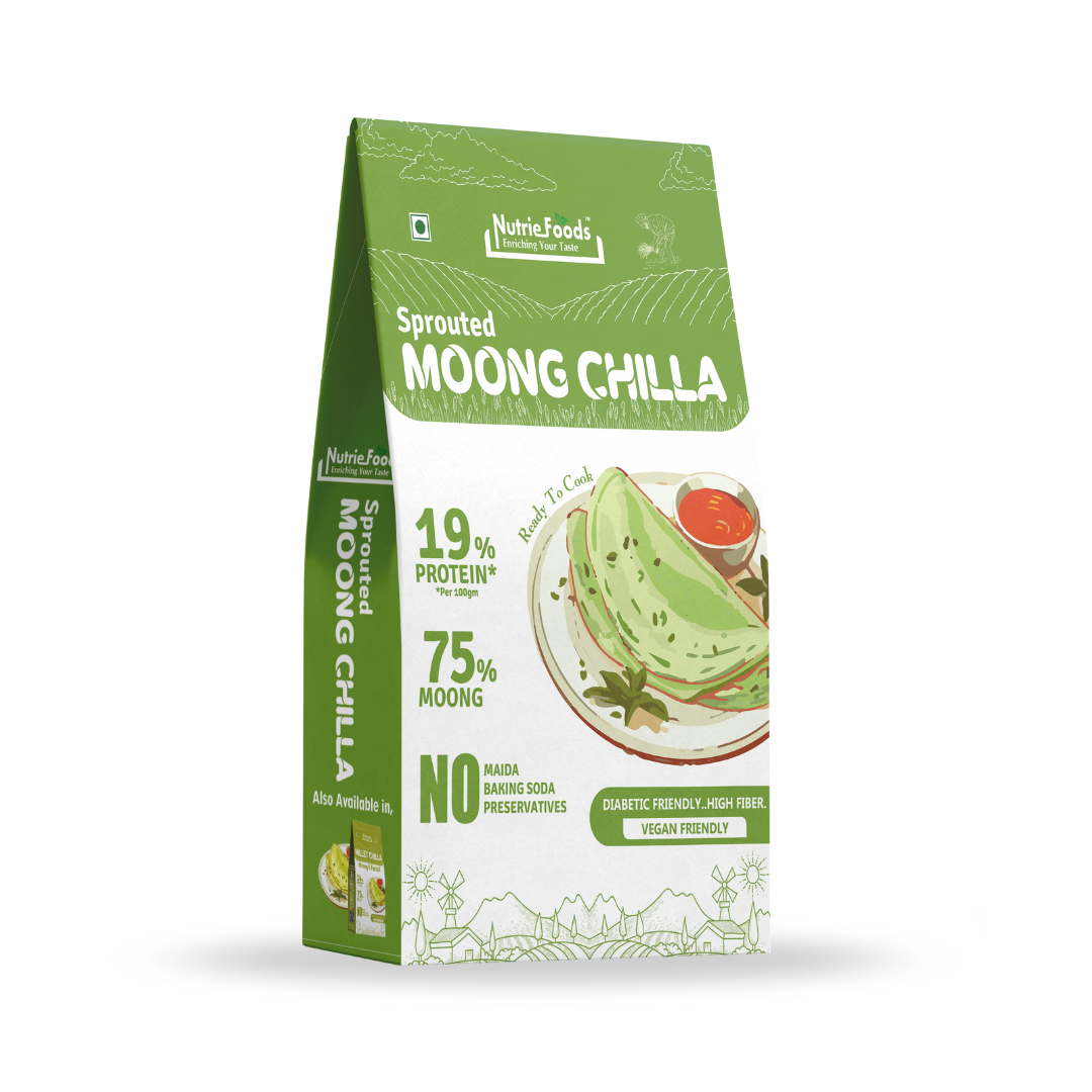 Instant Sprouted Moong Chiila Mix, 0% Maida, 0% Besan, Made with Pure Millets, Kid Friendly (Pack of 1 - 150gm)