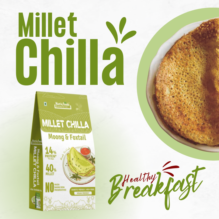 Instant Sprouted Moong and Foxtail Millet Chiila Mix, 0% Maida, 0% Besan, Made with Pure Millets, Kid Friendly (Pack of 1 - 150gm)