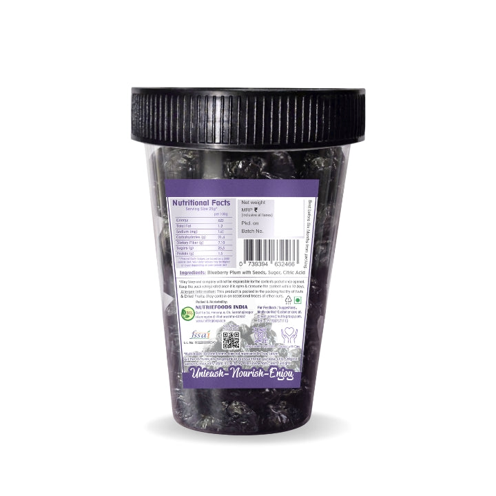 Nutriefoods Blueberry Plum | No added artificial colors, flavors | 100% Natural Dried Fruit (250gm)