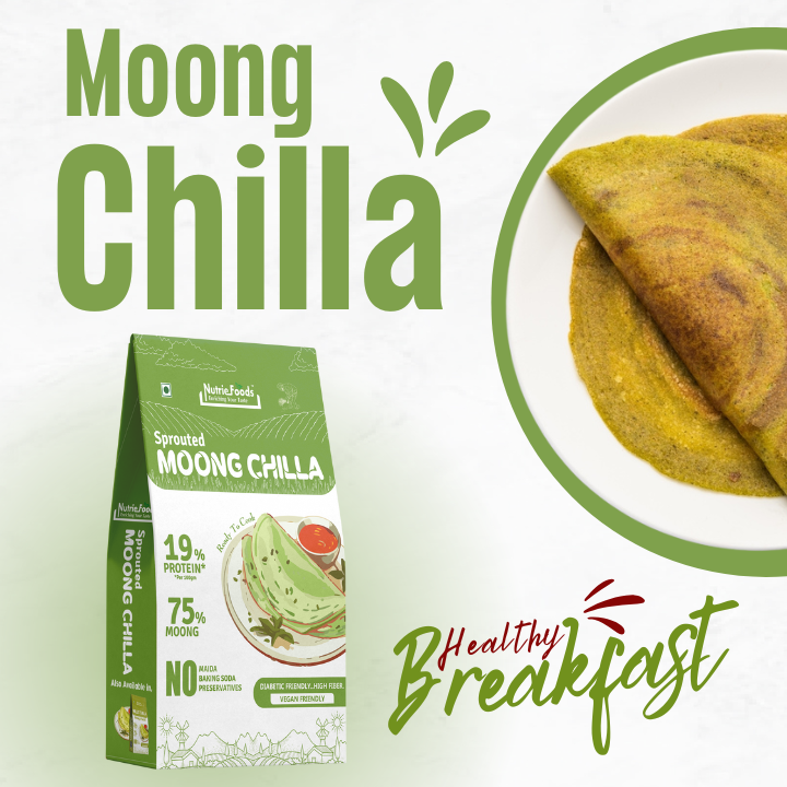 Instant Sprouted Moong Chiila Mix, 0% Maida, 0% Besan, Made with Pure Millets, Kid Friendly (Pack of 1 - 150gm)