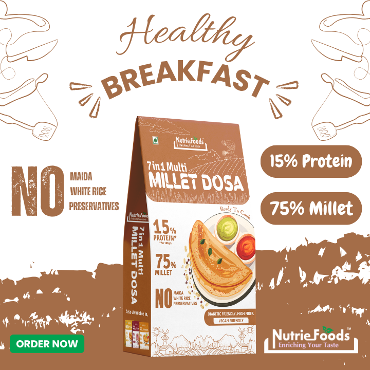 Instant 7 in 1 Millet Dosa, 0% Maida, 0% Besan, Made with Pure Millets, Kid Friendly (Pack of 1-200gm)