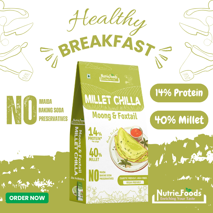 Instant Sprouted Moong and Foxtail Millet Chiila Mix, 0% Maida, 0% Besan, Made with Pure Millets, Kid Friendly (Pack of 1 - 150gm)