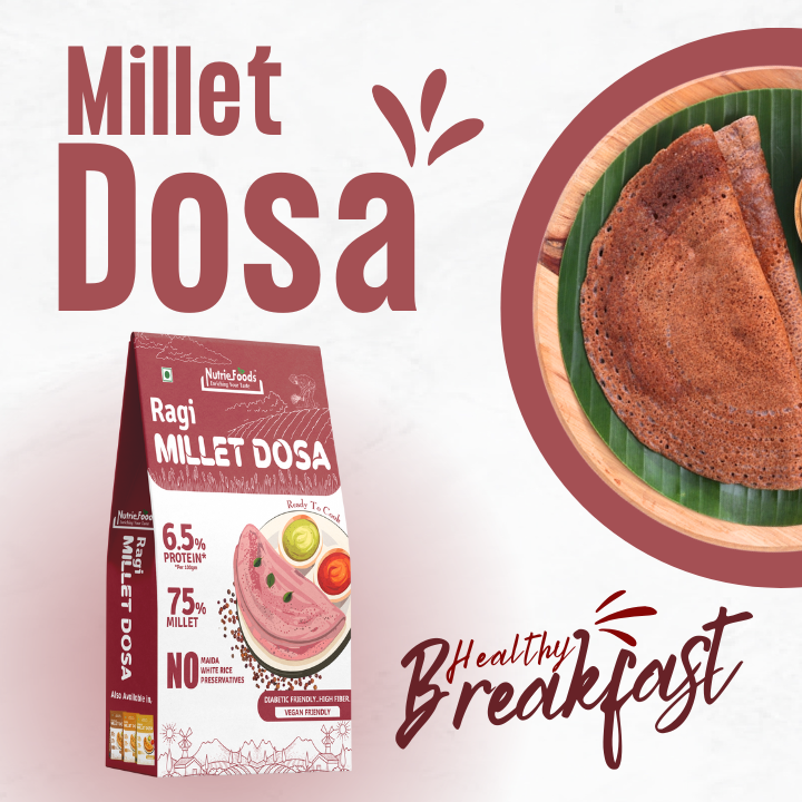Instant Ragi Millet Dosa Mix, 0% Maida, 0% Besan, Made with Pure Millets, Kid Friendly (Pack of 1 - 200gm)
