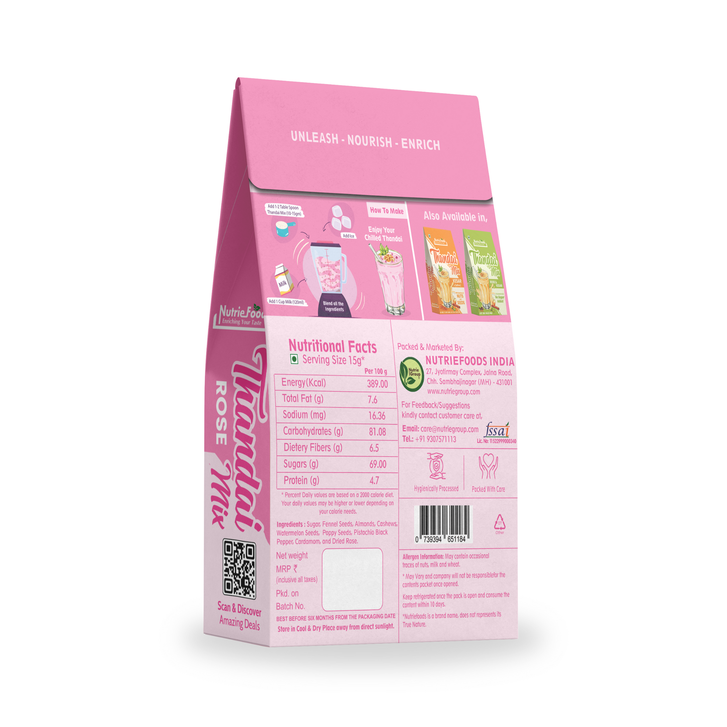 Rose Thandai Mix | Instant Thandai Powder | With Goodness of Nuts and Seeds 200gm