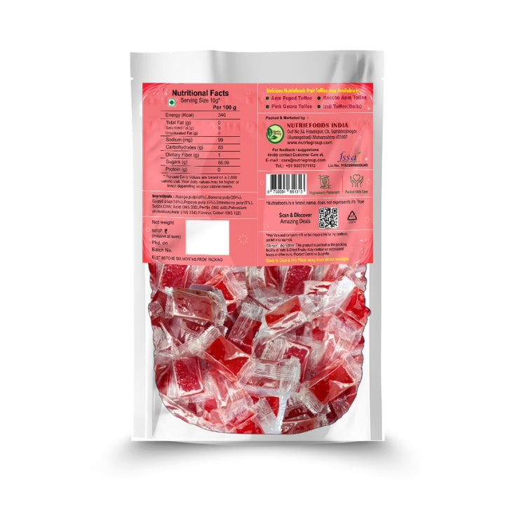 Nutriefoods Mix Fruit Toffee | 100% Fruit Pulp Candy | Blend of Mango, Banana, Guava, Papaya and Strawberry Fruit Pulp