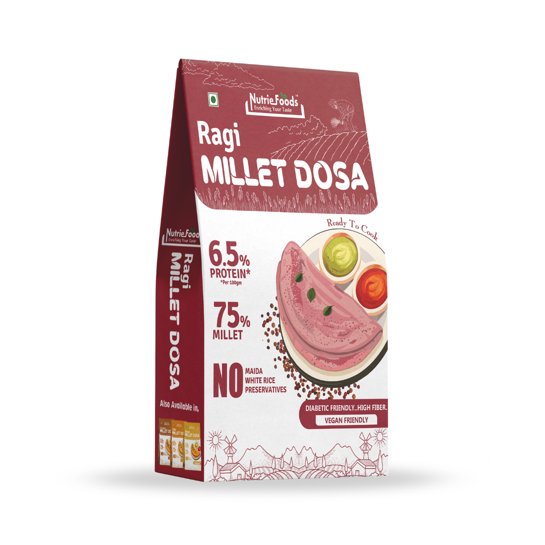 Instant Ragi Millet Dosa Mix, 0% Maida, 0% Besan, Made with Pure Millets, Kid Friendly (Pack of 1 - 200gm)