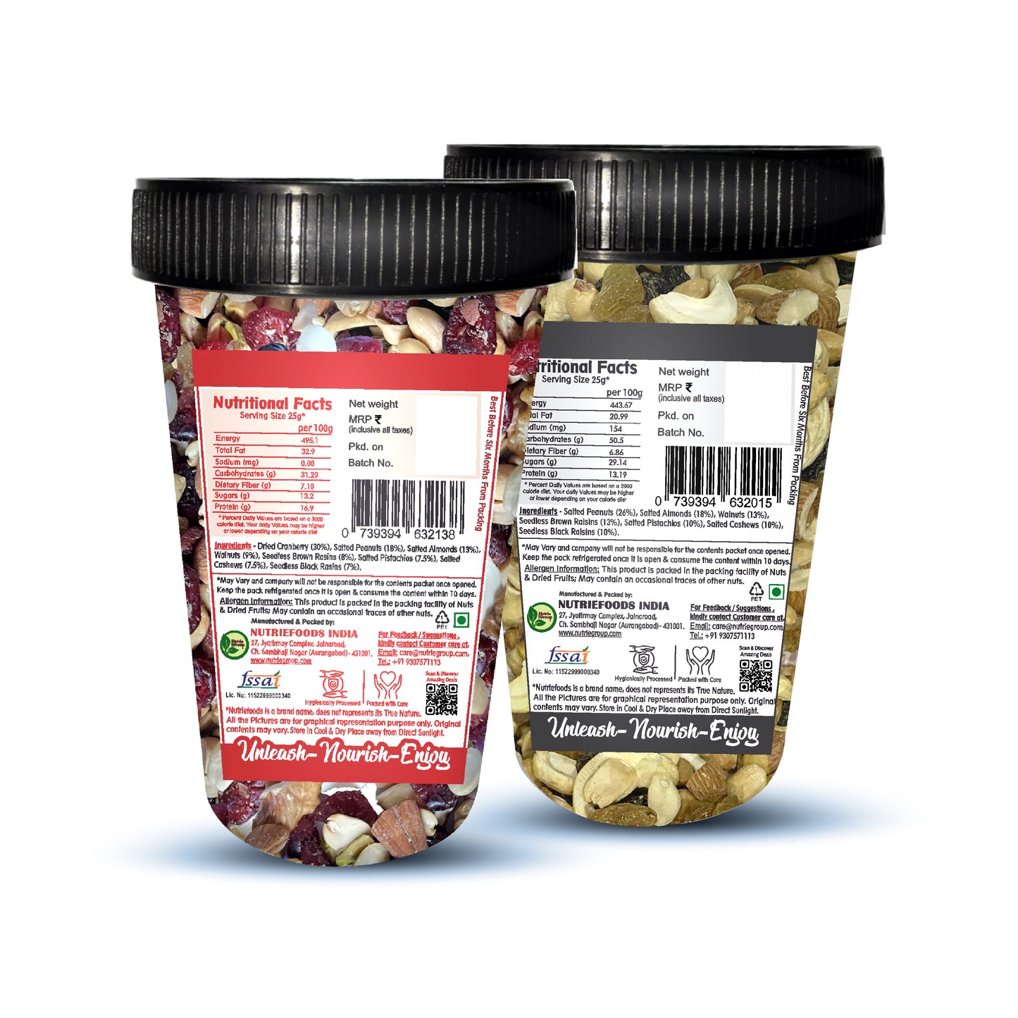 Nutriefoods Nutritious Mind Booster Roasted Snacks Trail Mix, Combo Pack of Dried Cranberries & Classic Salt (380g)