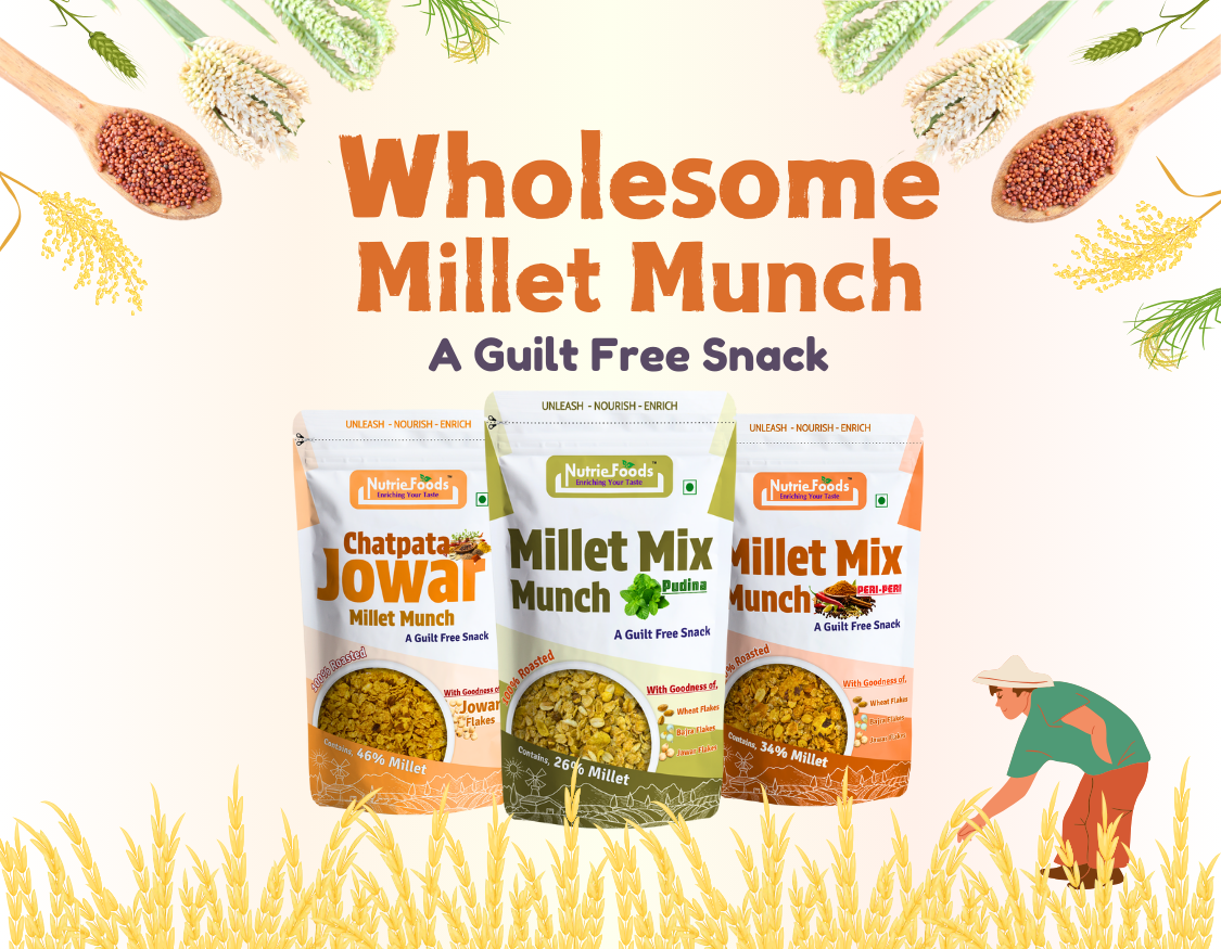 Millet Mix Munch- Peri Peri , Blend of Jowar, Wheat, and Bajra Flakes (100gm)
