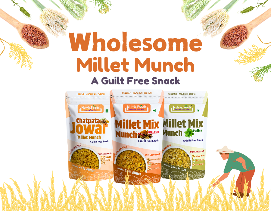 Millet Munch- Chatpata Jowar, Blend of Sorghum (Jawar) Millet, Peanuts Mixture (100gm)