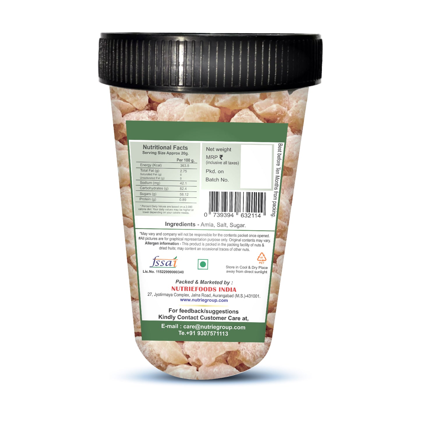 Nutriefoods Tangy Amla Candy | Sweet and Sour | 100% Natural, No added additives | Handy Pack (200g)