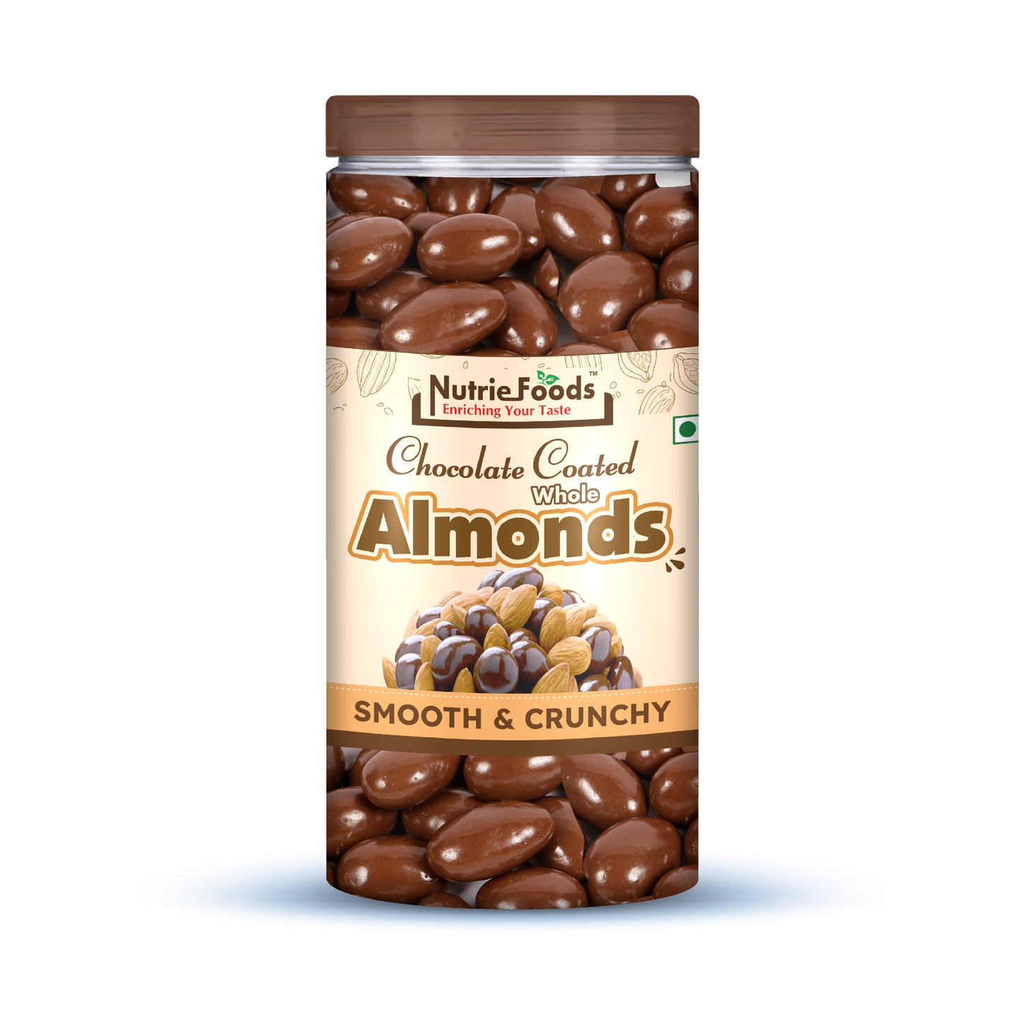 Nutriefoods Premium Chocolate Coated Whole Almonds | Roasted and Crunchy | Made with Premium Chocolate and Californian Almonds (200gm)