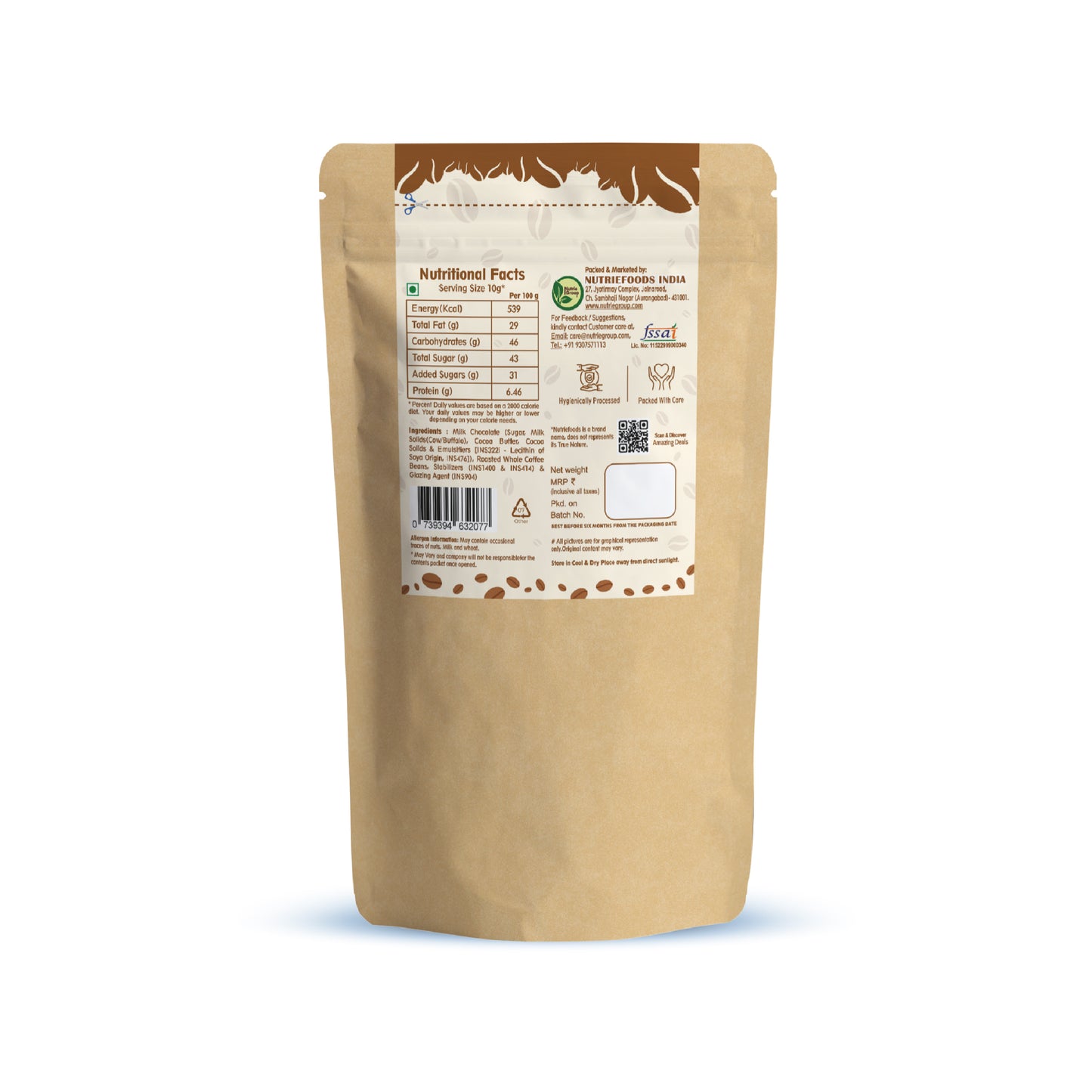 Nutriefoods Premium Chocolate Coated Espresso Coffee Beans | Roasted & Crunchy (200g)