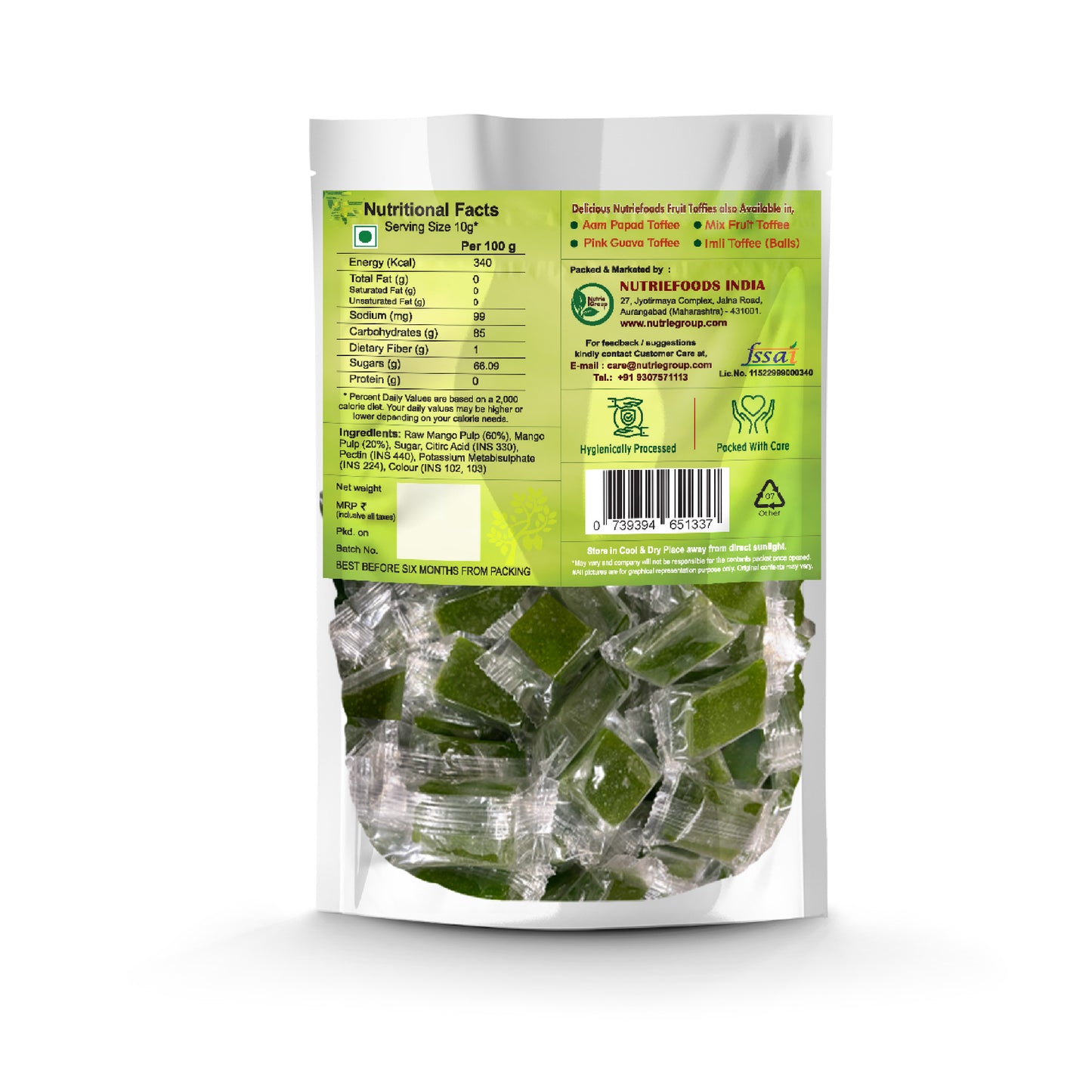 Kaccha Aam Toffee | Green Mango Fruit Bar | 100% Natural Fruit Candy | Premium Raw Mango Toffee