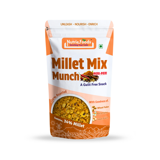 Millet Mix Munch- Peri Peri , Blend of Jowar, Wheat, and Bajra Flakes (100gm)
