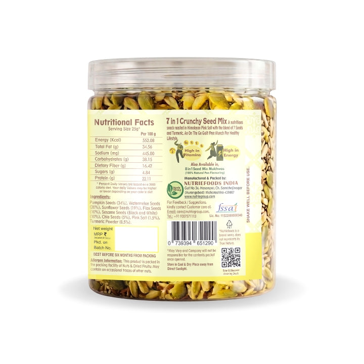 Nutriefoods Nutritious Crunchy Roasted 7 in 1 Seed Mix with Turmeric and Roasted in Himalayan Pink Salt