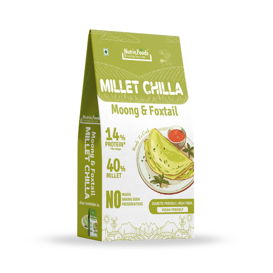 Instant Sprouted Moong and Foxtail Millet Chiila Mix, 0% Maida, 0% Besan, Made with Pure Millets, Kid Friendly (Pack of 1 - 150gm)