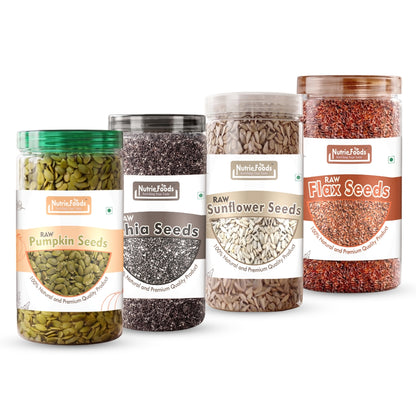 Nutriefoods 100% Raw Premium Pumpkin, Chia, Sunflower, and Flax Seeds Combo (800g)