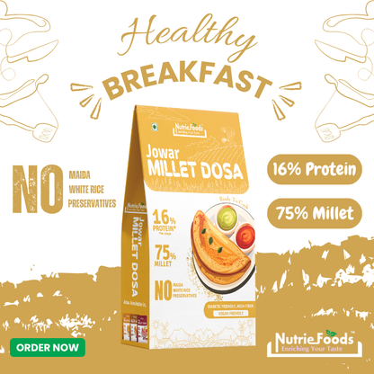 Instant Jowar Millet Dosa Mix, 0% Maida, 0% Besan, Made with Pure Millets, Kid Friendly (Pack of 1 - 200gm)