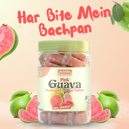 Nutriefoods Pink Guava Toffee | 100% Natural Fruit Candy | Premium Guava Fruit Bar