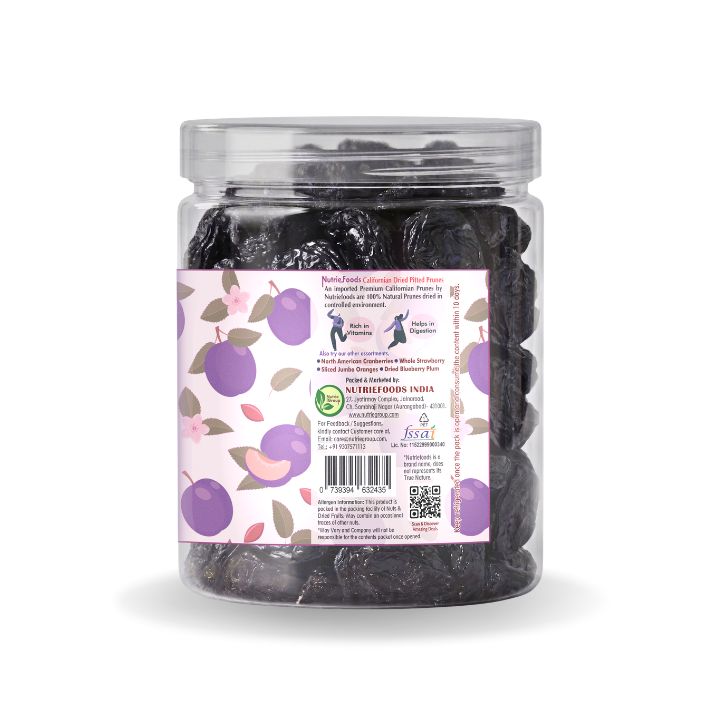 Nutriefoods Premium Dried Pitted Prunes | Vitamin-Rich | 100% Natural Fruit | No Added Additives or Sugar | (250gm)