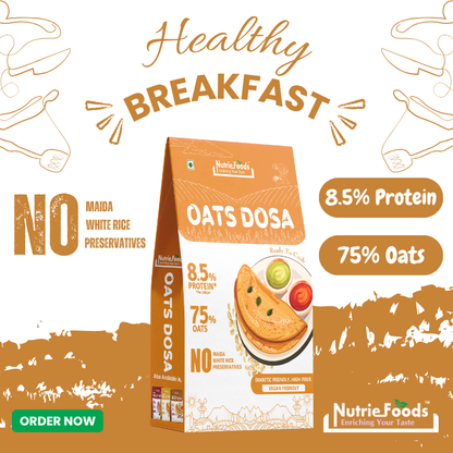 Instant Oats Dosa Mix, 0% Maida, 0% Besan, Made with Pure Millets, Kid Friendly (Pack of 1 - 200gm)