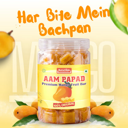 Nutriefoods Aam Papad | 100% Natural Fruit Pulp Candy | Premium Mango Fruit Bar