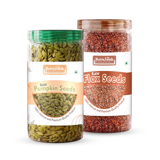 Nutriefoods 100% Raw Premium Pumpkin and Flax Seeds Combo (Pack Of 2) (400g)