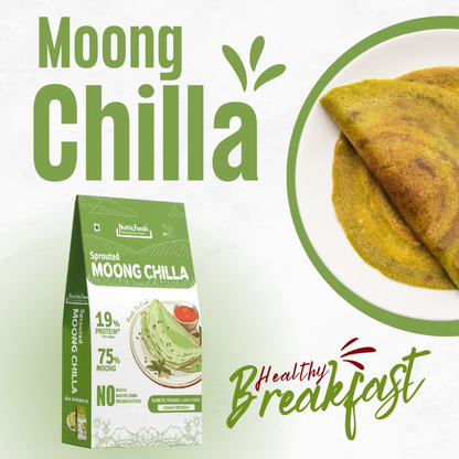 Instant Sprouted Moong Chiila Mix, 0% Maida, 0% Besan, Made with Pure Millets, Kid Friendly (Pack of 1 - 150gm)