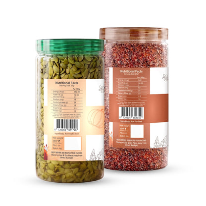 Nutriefoods 100% Raw Premium Pumpkin and Flax Seeds Combo (Pack Of 2) (400g)