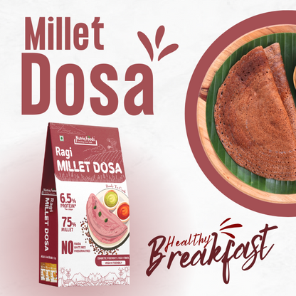 Instant Ragi Millet Dosa Mix, 0% Maida, 0% Besan, Made with Pure Millets, Kid Friendly (Pack of 1 - 200gm)
