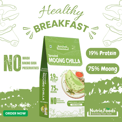 Instant Sprouted Moong Chiila Mix, 0% Maida, 0% Besan, Made with Pure Millets, Kid Friendly (Pack of 1 - 150gm)