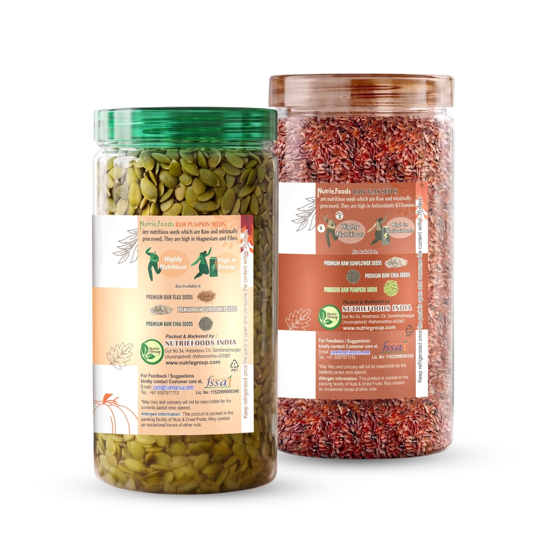 Nutriefoods 100% Raw Premium Pumpkin and Flax Seeds Combo (Pack Of 2) (400g)