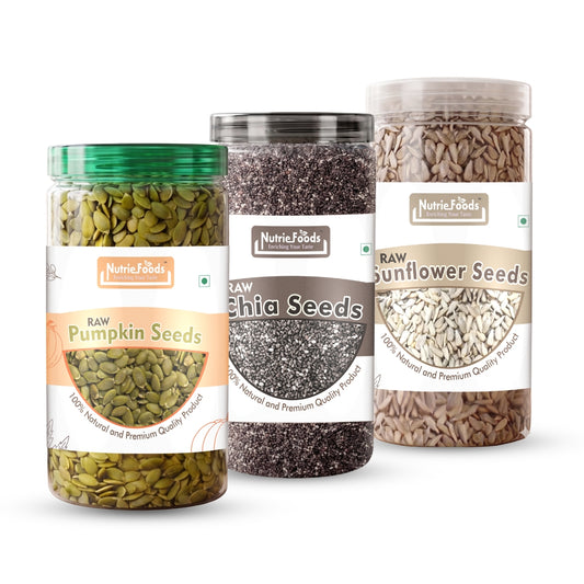 Nutriefoods Raw Pumpkin, Chia, and Sunflower Seeds Combo Pack Of 3 Seeds (600g)