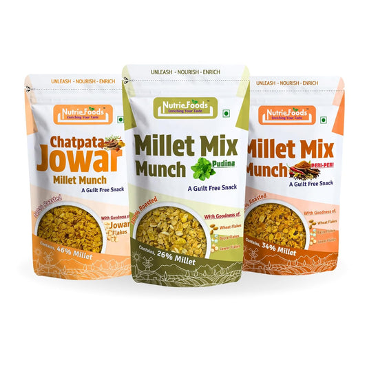 Millet Munch Snack Party Pack, 100% Roasted Millets & Guilt Free, Healthy & Nutritious Snack- Party Pack (300gm)