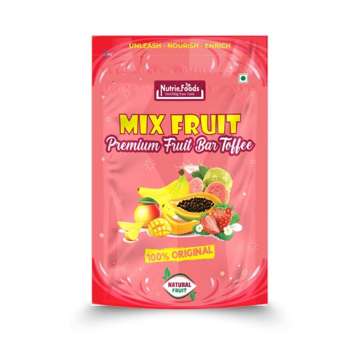 Nutriefoods Mix Fruit Toffee | 100% Fruit Pulp Candy | Blend of Mango, Banana, Guava, Papaya and Strawberry Fruit Pulp