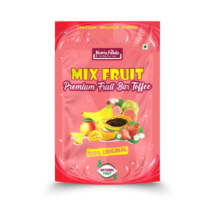 Nutriefoods Mix Fruit Toffee | 100% Fruit Pulp Candy | Blend of Mango, Banana, Guava, Papaya and Strawberry Fruit Pulp