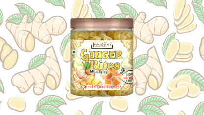 Ginger Bites | Ginger Candied Sweet & Mild Spicy Cubes | 100% Natural, No additives added | Original Flavor (250g)
