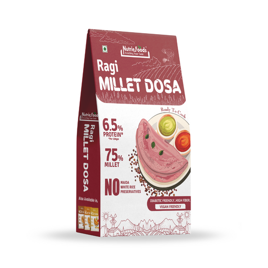 Instant Ragi Millet Dosa Mix, 0% Maida, 0% Besan, Made with Pure Millets, Kid Friendly (Pack of 1 - 200gm)