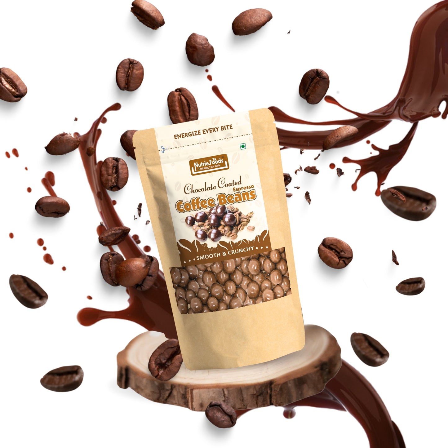 Nutriefoods Premium Chocolate Coated Espresso Coffee Beans | Roasted & Crunchy (100g)