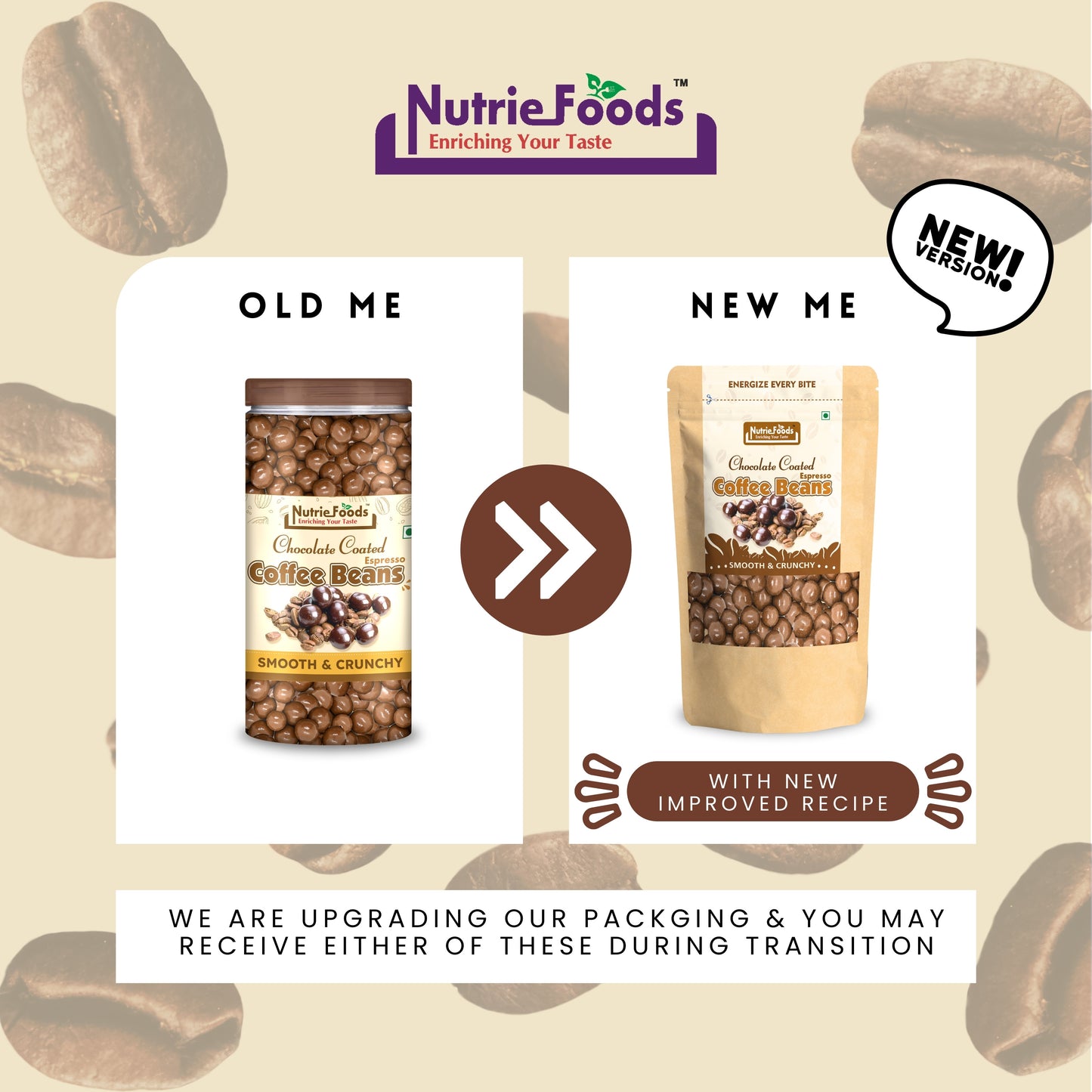 Nutriefoods Premium Chocolate Coated Espresso Coffee Beans | Roasted & Crunchy (100g)