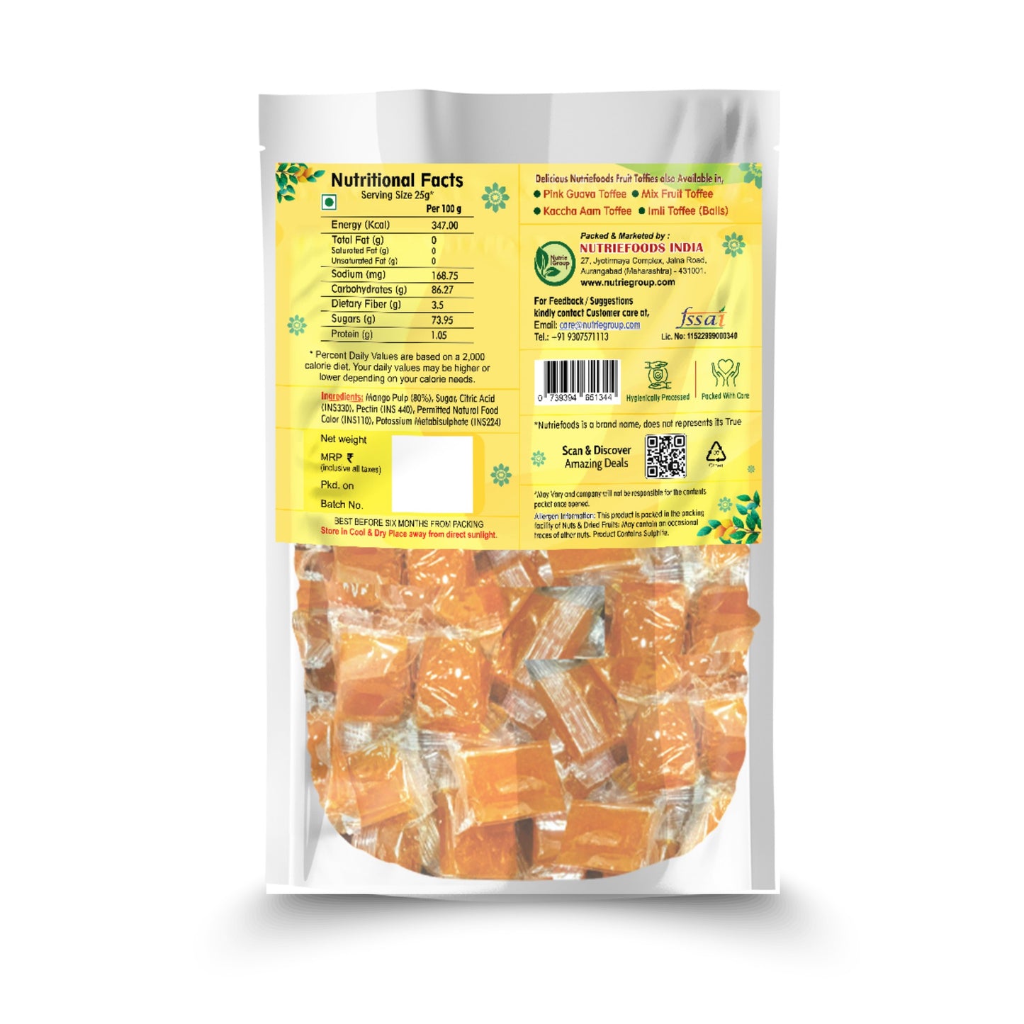 Nutriefoods Aam Papad | 100% Natural Fruit Pulp Candy | Premium Mango Fruit Bar