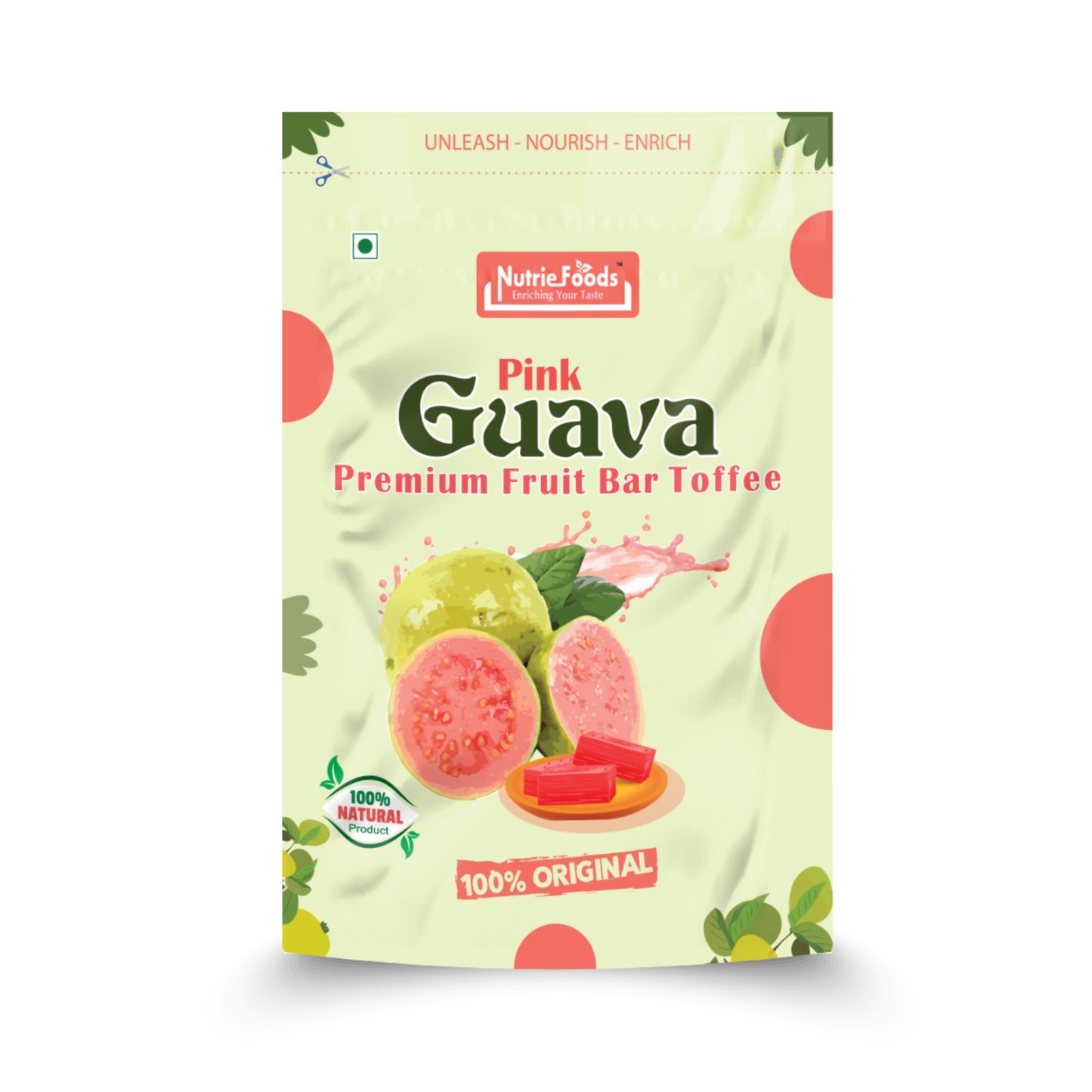 Nutriefoods Pink Guava Toffee | 100% Natural Fruit Candy | Premium Guava Fruit Bar
