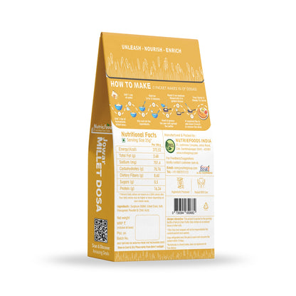 Instant Jowar Millet Dosa Mix, 0% Maida, 0% Besan, Made with Pure Millets, Kid Friendly (Pack of 1 - 200gm)