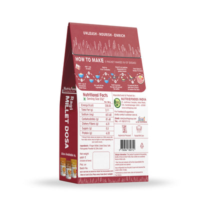 Instant Ragi Millet Dosa Mix, 0% Maida, 0% Besan, Made with Pure Millets, Kid Friendly (Pack of 1 - 200gm)