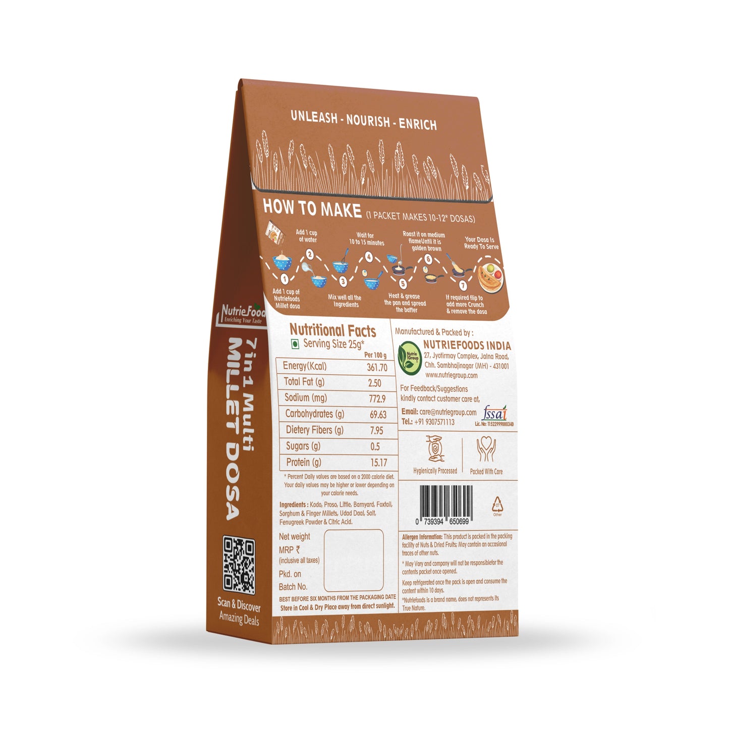 Instant 7 in 1 Millet Dosa, 0% Maida, 0% Besan, Made with Pure Millets, Kid Friendly (Pack of 1-200gm)